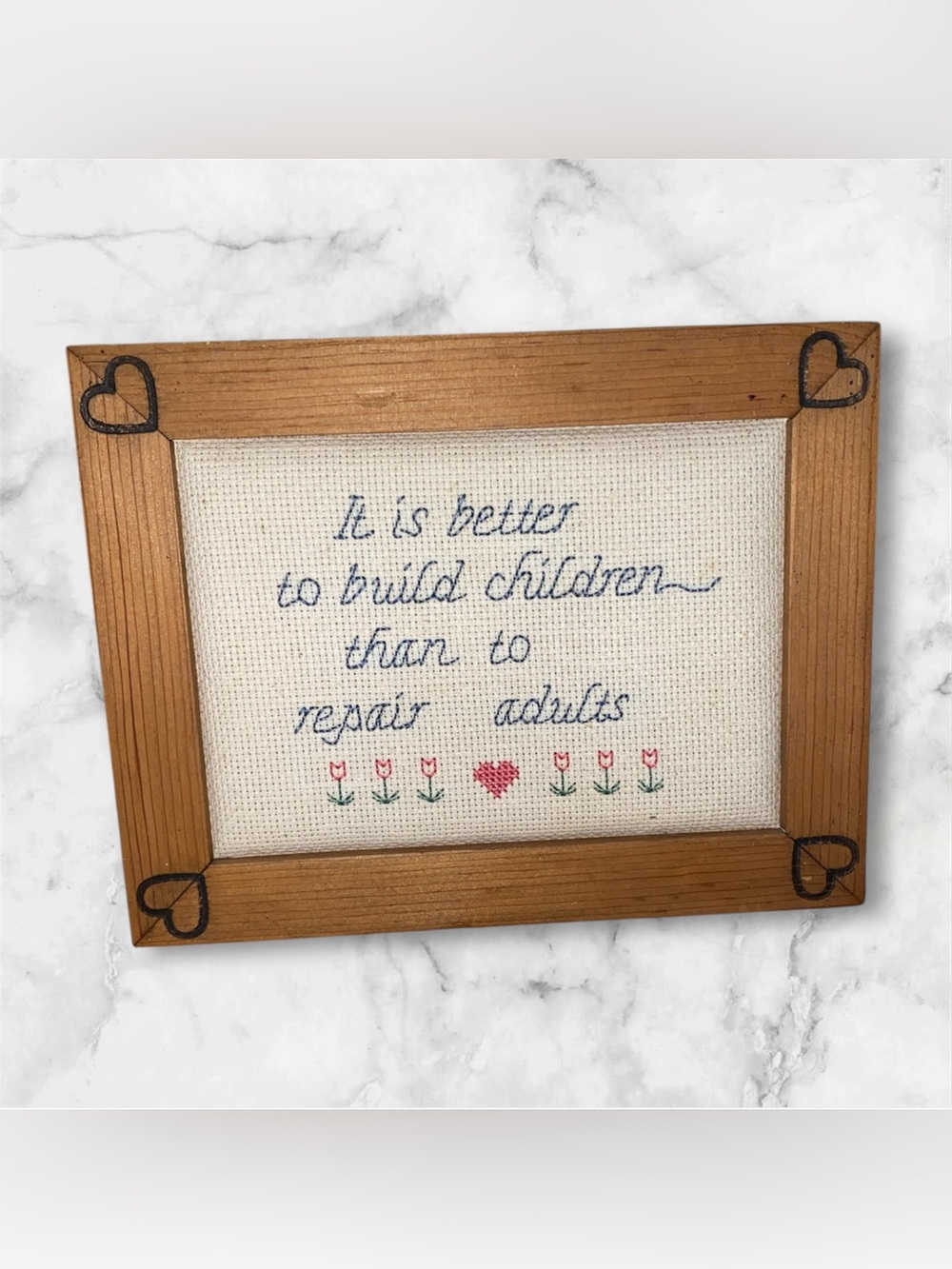 Hand-Embroidered Needlepoint quote